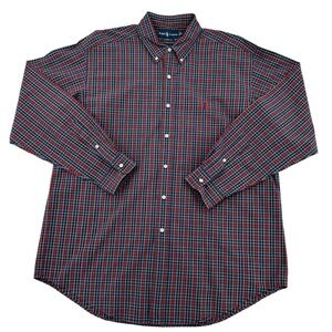 Ralph Lauren Men Sz XL Classic Fit Red Plaid Long Sleeves Button Up Logo Shirt